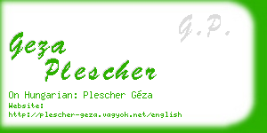 geza plescher business card